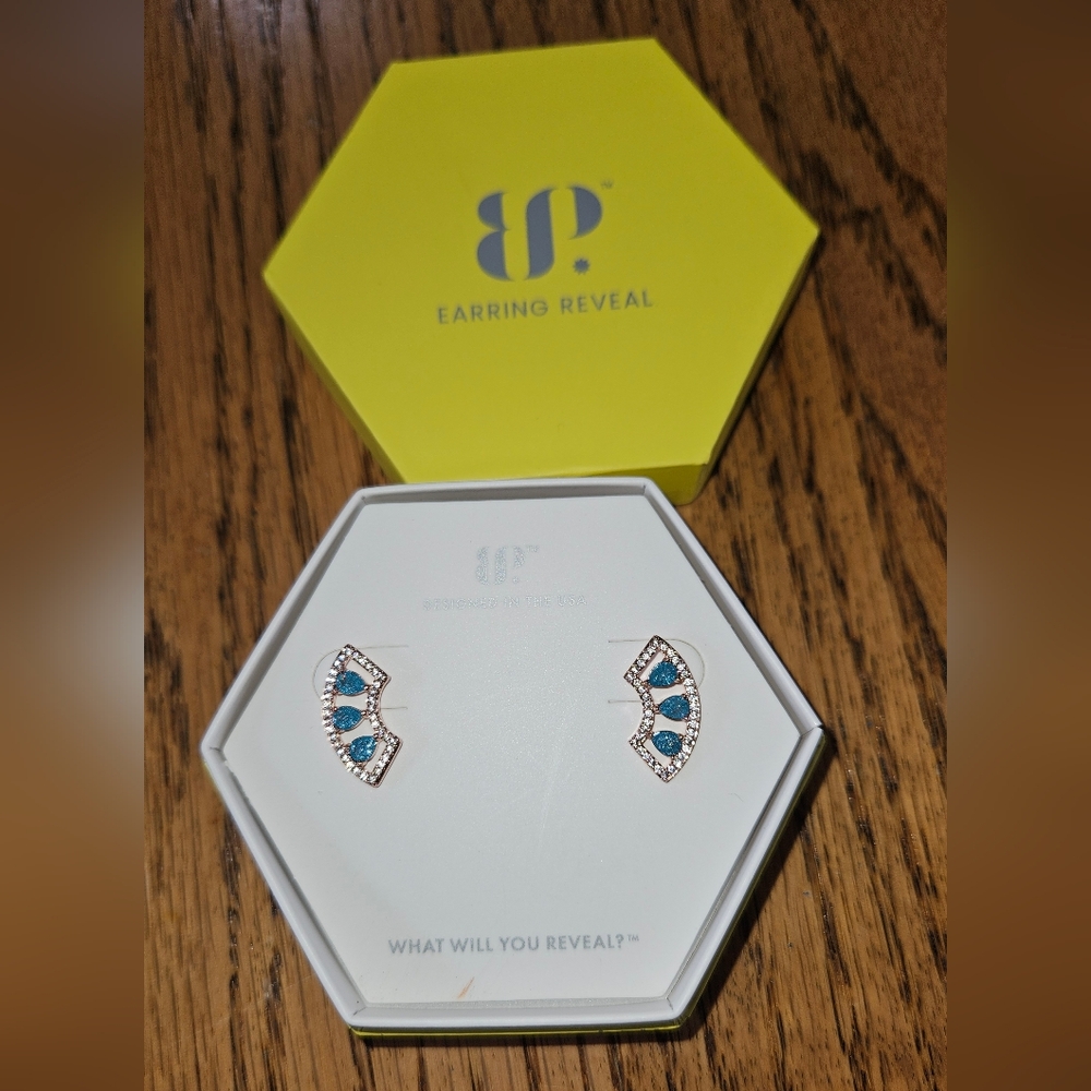Bomb Party Lab Created Aqua Blue Ice Crustal Earrings.